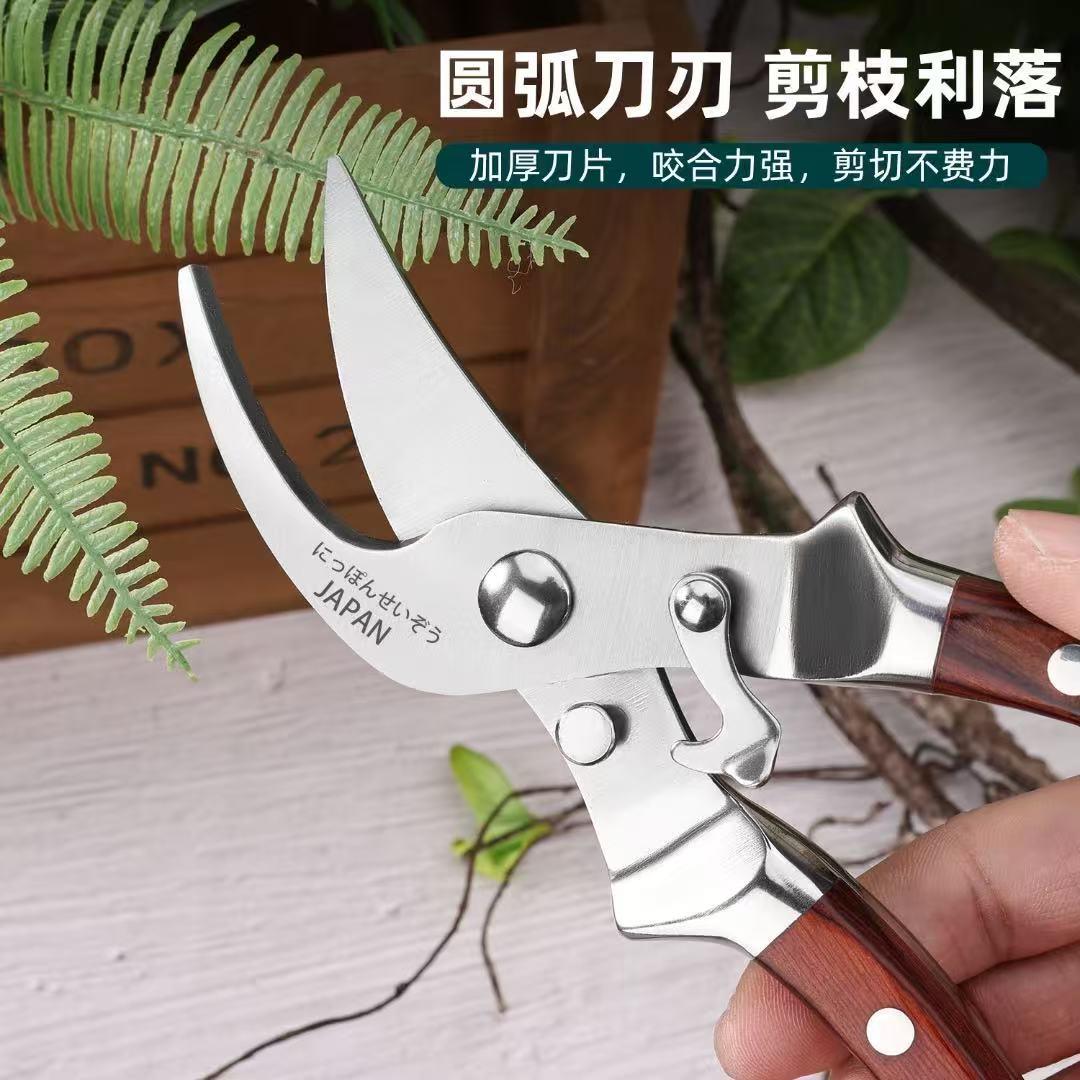 进口全钢红木柄家用修枝剪园艺省力花艺园林果树修剪树枝修花剪刀