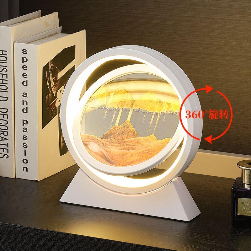 3D流沙画小夜灯气氛灯礼物沙漏解压摆件书房卧室台灯家居装饰礼物