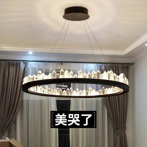 北欧轻奢冰山水晶灯意式客厅吊灯后现代简约大气饭厅卧室圆形主灯