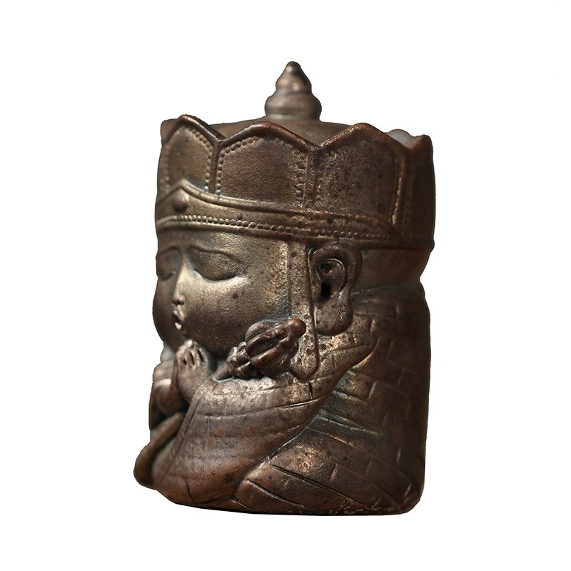 慕砚 手作茶宠摆件 柴烧小唐僧自然落灰可养精品茶玩禅意茶道零配