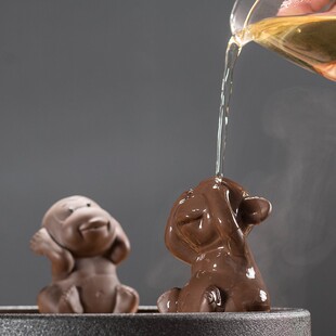 创意紫砂猴子手工茶宠摆件四不猴小号可养精品茶台装饰品配件茶玩