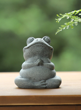 创意青砂石小青蛙动物茶宠装饰摆件庭院阳台微景观鱼缸造景工艺品