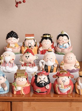 财神爷摆件家用入户玄关装饰客厅桌面办公室神仙小摆件开业送礼物
