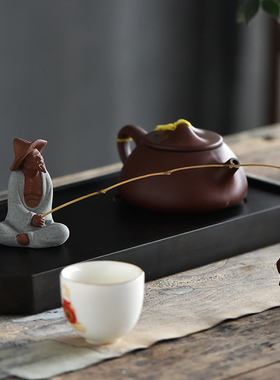 姜太公钓鱼摆件创意陶瓷翁老头鱼缸假山造景家居客厅人物禅意摆设