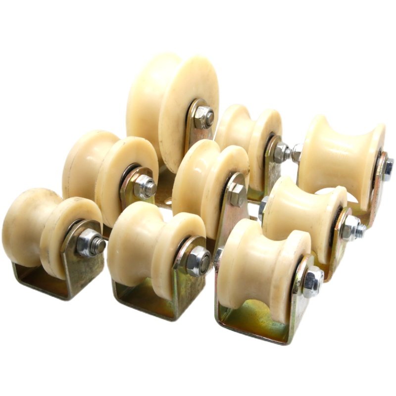 加厚尼龙大圆弧轨道轮U型加宽槽轮钢管圆管移门大铁门推拉门滑轮