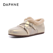 达芙妮女鞋 保暖加绒休闲鞋 毛绒德训鞋 Daphne 2025新款 冬季 小皮鞋