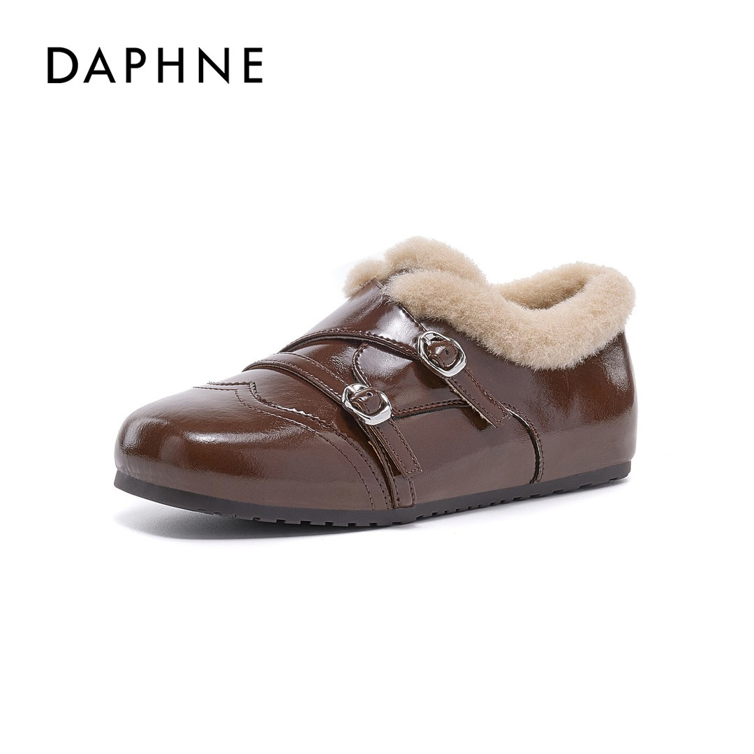 Daphne/达芙妮女鞋毛绒德训鞋2025新款冬季保暖加绒休闲鞋小皮鞋,女鞋,牛津鞋/布洛克鞋/德比鞋,淘宝优惠券,粉丝福利购,淘宝优惠卷