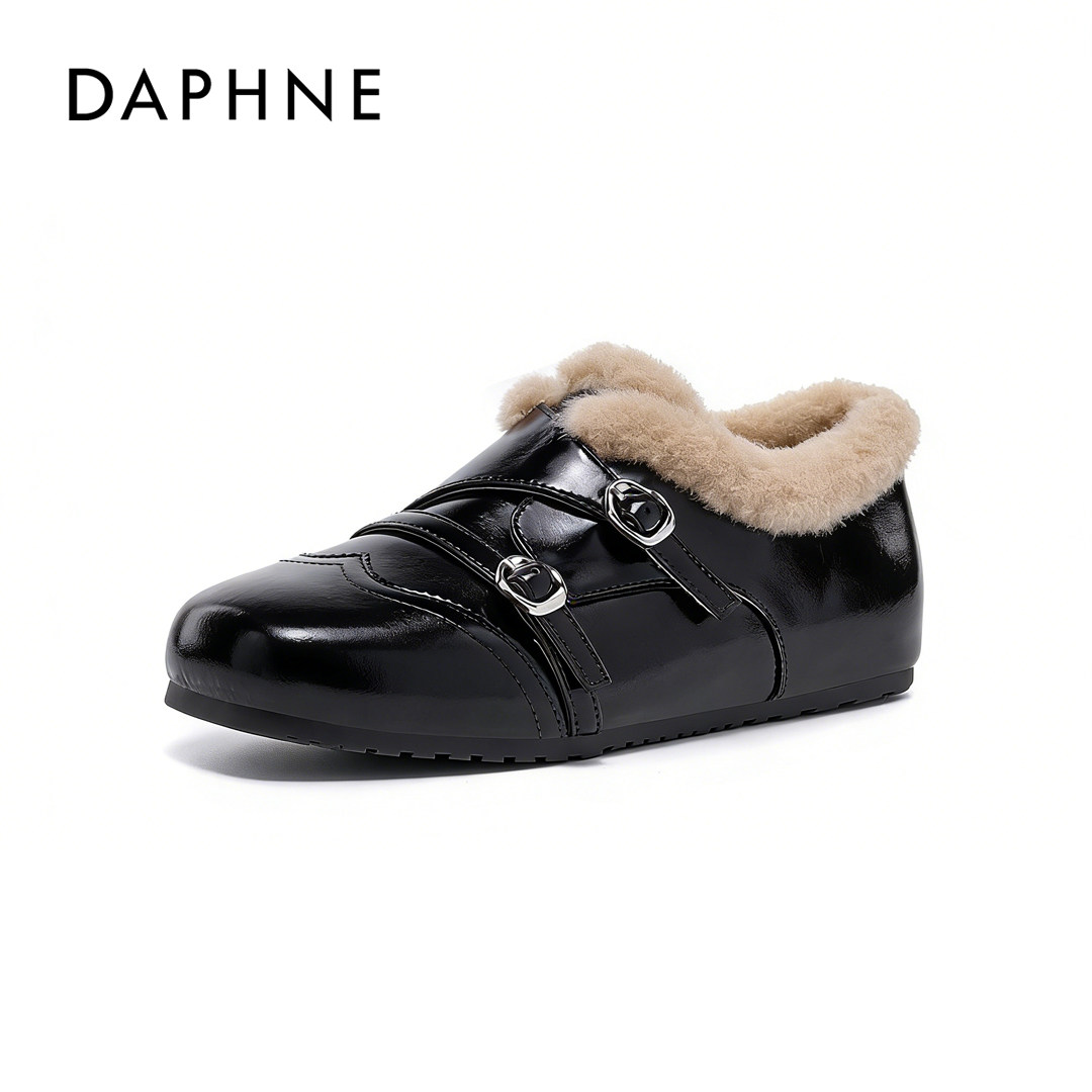 Daphne/达芙妮女鞋加绒休闲鞋2025新款冬季保暖小皮鞋黑色增高4cm,女鞋,牛津鞋/布洛克鞋/德比鞋,淘宝优惠券,粉丝福利购,淘宝优惠卷