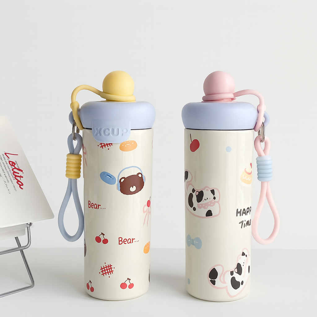 浮球小帽~2025新款卡通316保温杯高颜值ins儿童吸管杯办公水杯女