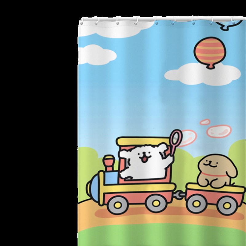 卡通卫生间浴帘防水布防霉免x打孔浴室门帘窗帘洗澡干湿分离隔断