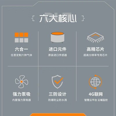 泵吸便携式六合一气体检测仪可燃氧气有毒有害浓度探测检漏报警器