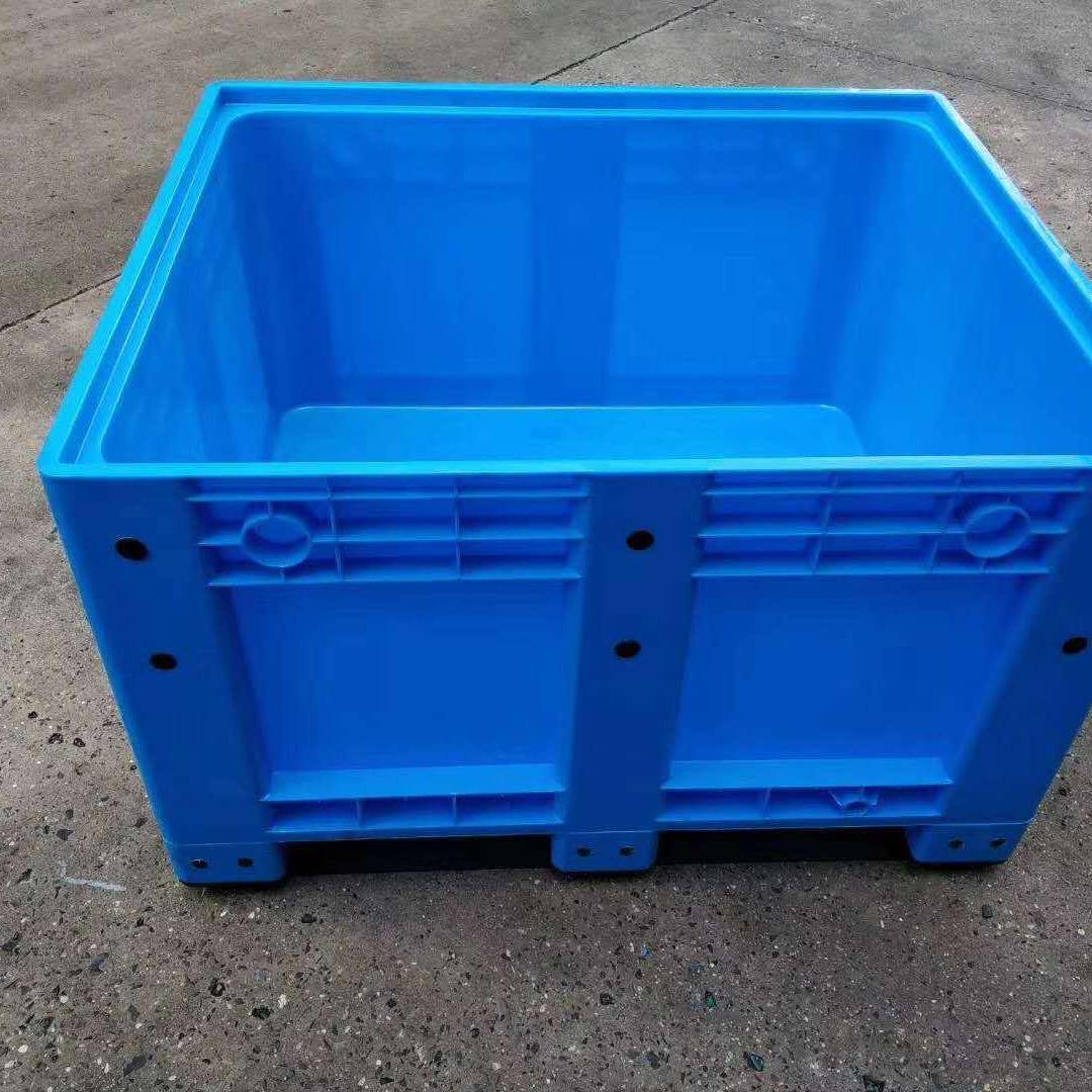 大型1210卡板箱带盖封闭周转箱密封型折叠加厚塑料箱网格底部托盘