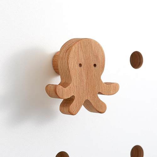 KBQ1木工小舅 15mm圆孔洞洞板置物架配件 儿童房榉木动物可爱挂钩