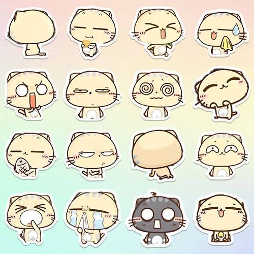 206张Q版可爱cc猫贴纸超可爱的表情包卡通高颜值装饰手账手机贴画