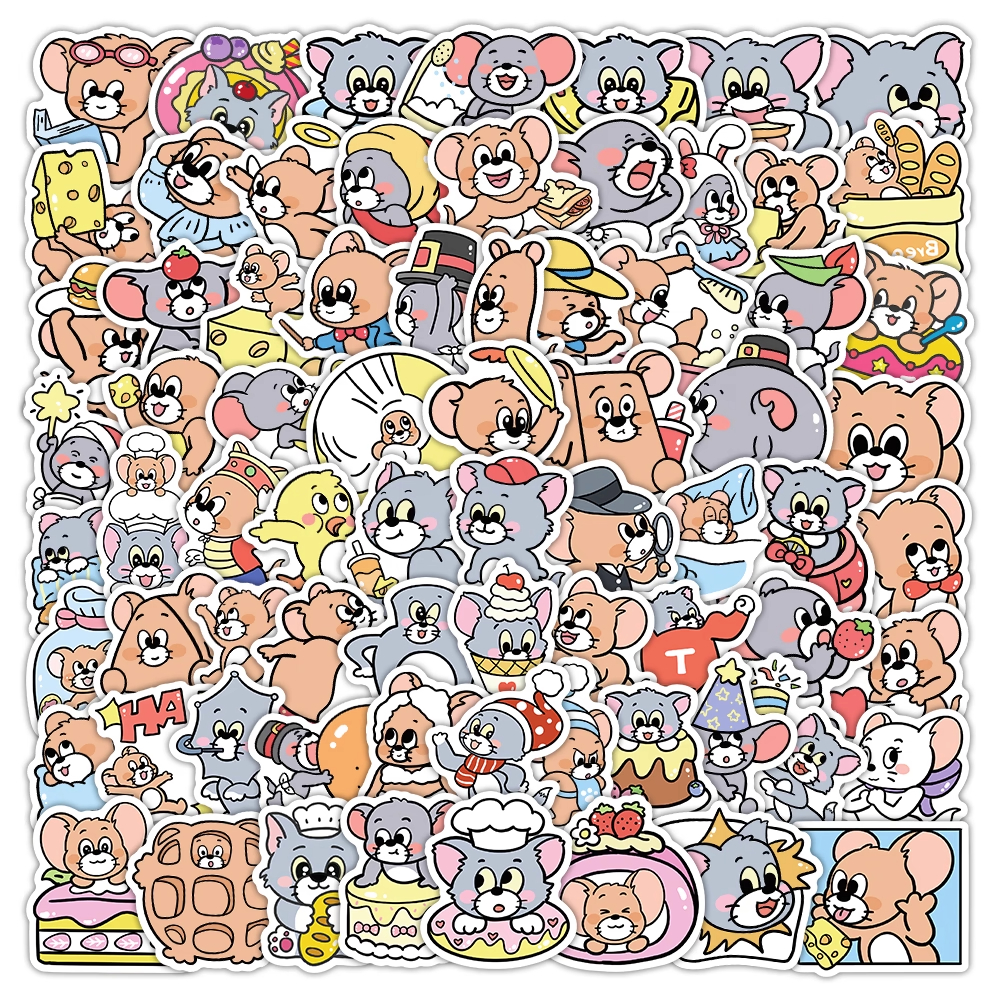 200张猫和老鼠贴纸汤姆和杰瑞周边Q版装饰小图案行李箱diy贴画