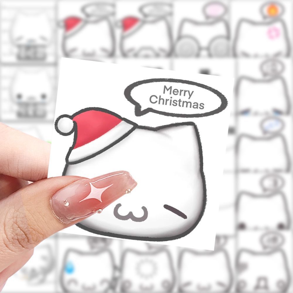 118张幽灵小猫表情贴纸可爱卡通儿童装饰手机手账防水封口贴画