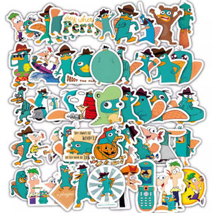 180张新款鸭嘴兽泰瑞贴纸学生书夹子水杯装饰小粘画涂鸦diy贴画