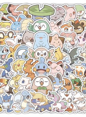 210张Q版宝可梦卡牌贴纸宠物小精灵传说神奇宝贝装饰手机壳贴画