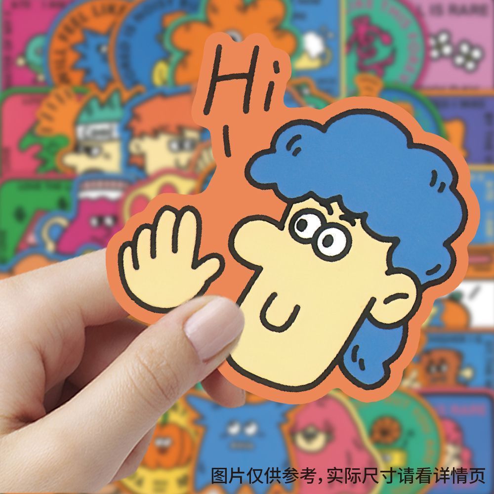 古怪创意涂鸦头像贴纸卡通动画艺术复古素材贴画diy笔记本装饰图