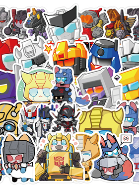 180张Q版变形金刚贴纸擎天柱大黄蜂威震天汽车人周边装饰防水贴画