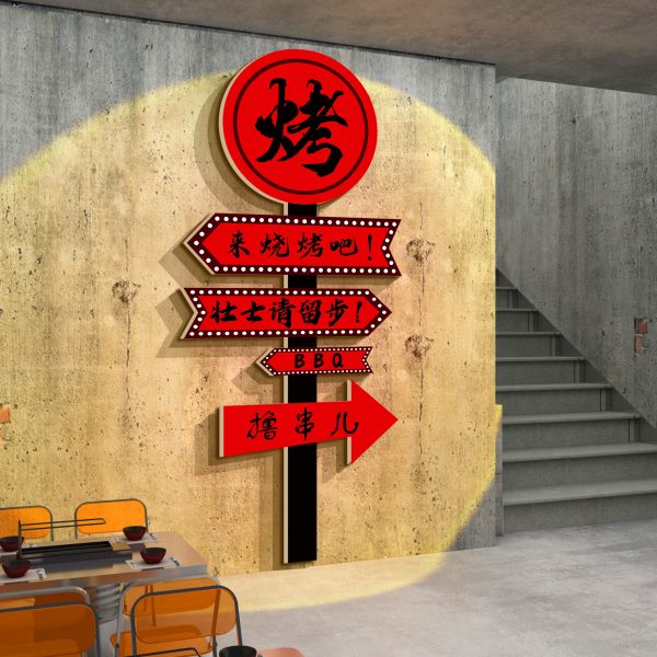 工业风烧烤门口画贴纸楼梯扶手创意背景肉墙面装饰店串网红吸引人图片