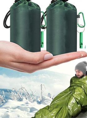 急救睡袋保温毯26微米橙色PE镀铝膜野营求生应急单人睡袋亚马逊