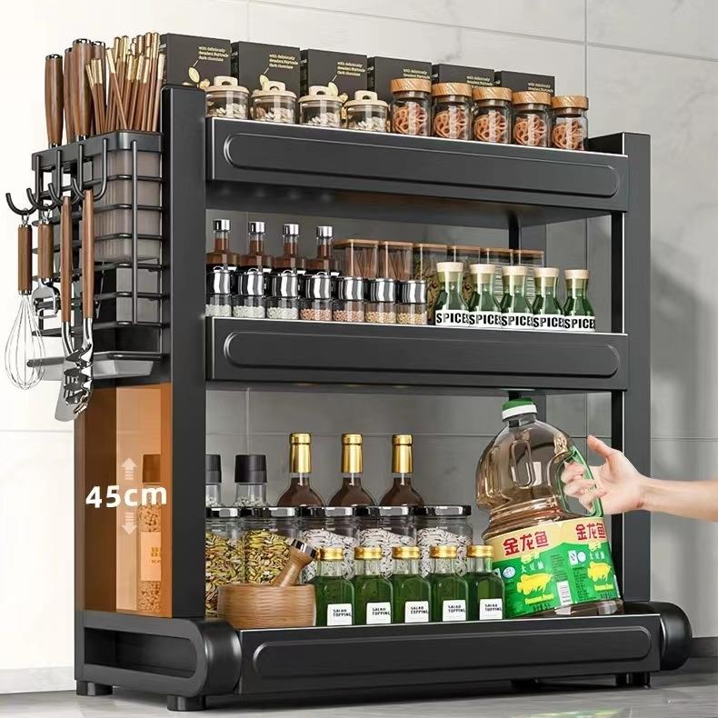 新厨房多功能调味瓶罐收纳架筷子刀架收纳家用台面多层调料置物架