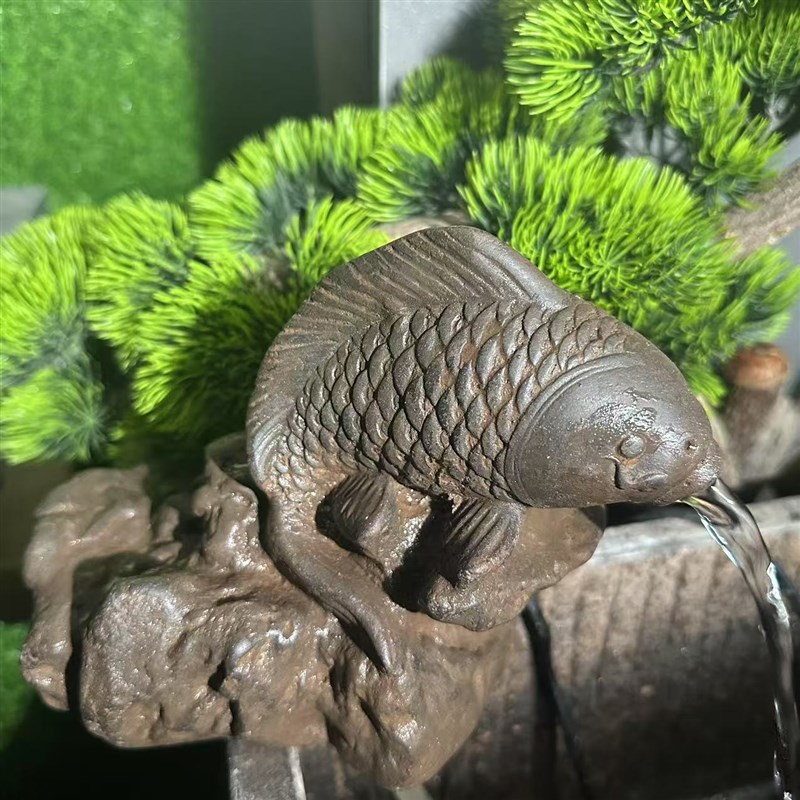中国风禅意复古蝉造型鱼缸上面流水造景专用鱼流水花盆鱼缸流水