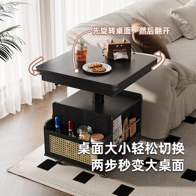 中古风可移动边几实木茶几承重小桌子沙发边柜置物架阳台茶桌