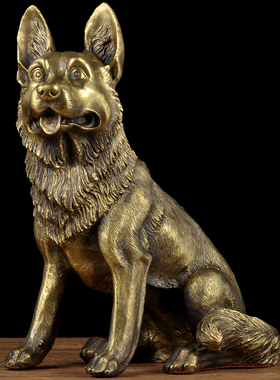 纯铜狼狗摆件客厅书房装饰总经理办公室老板桌铜狗工Y艺品商务礼