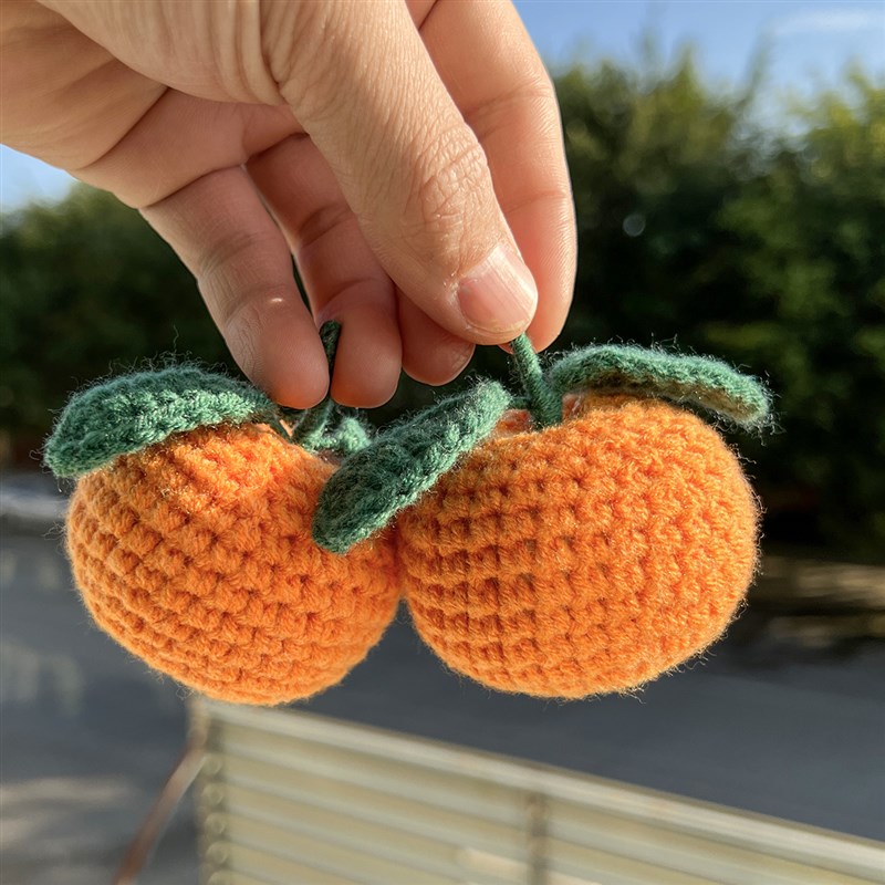 新春车内桔子摆h饰挂饰成品大吉大利毛线手工钩织办公桌摆件糖果