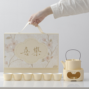 家用温茶炉高端茶具礼盒装 寸瓷提梁壶陶瓷泡茶壶功夫茶具套装