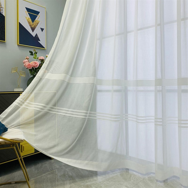 2021新款白色纱帘亚麻白纱透光不透人纱现代简约阳台客厅卧室窗纱
