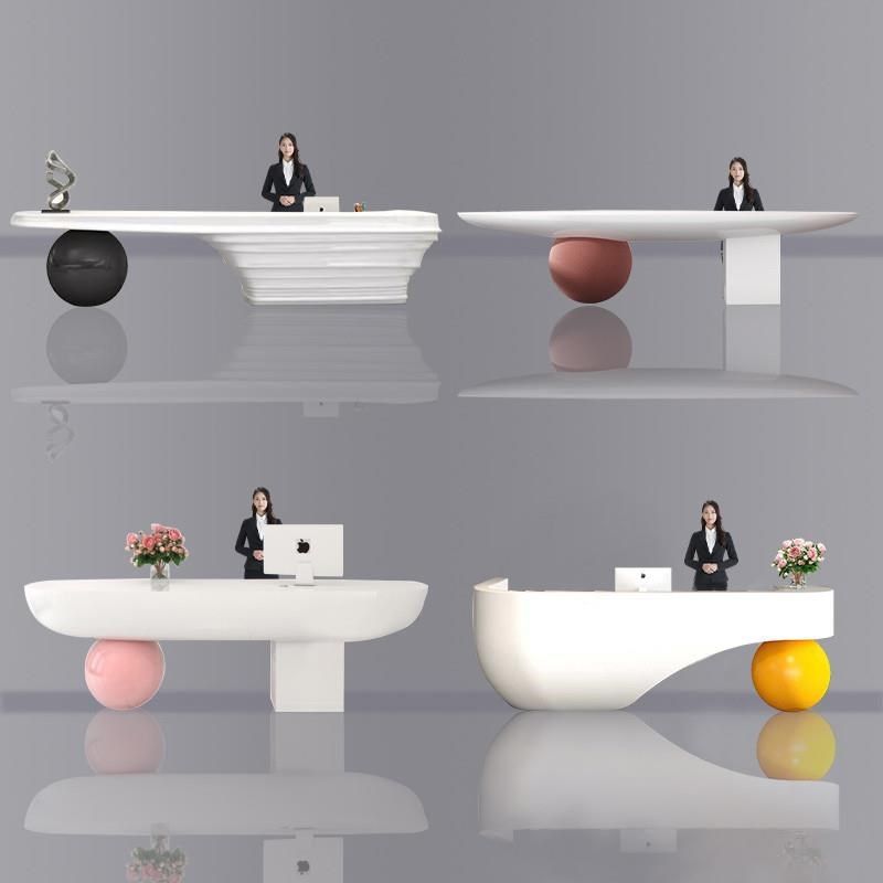 简约现代吧台美容院收银台酒店创意咨询台烤漆玻璃钢接待前台公司