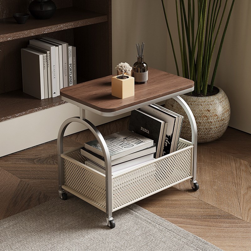 带轮可移动沙发边几小户型客厅家用高级感小茶几简约中古风小推车