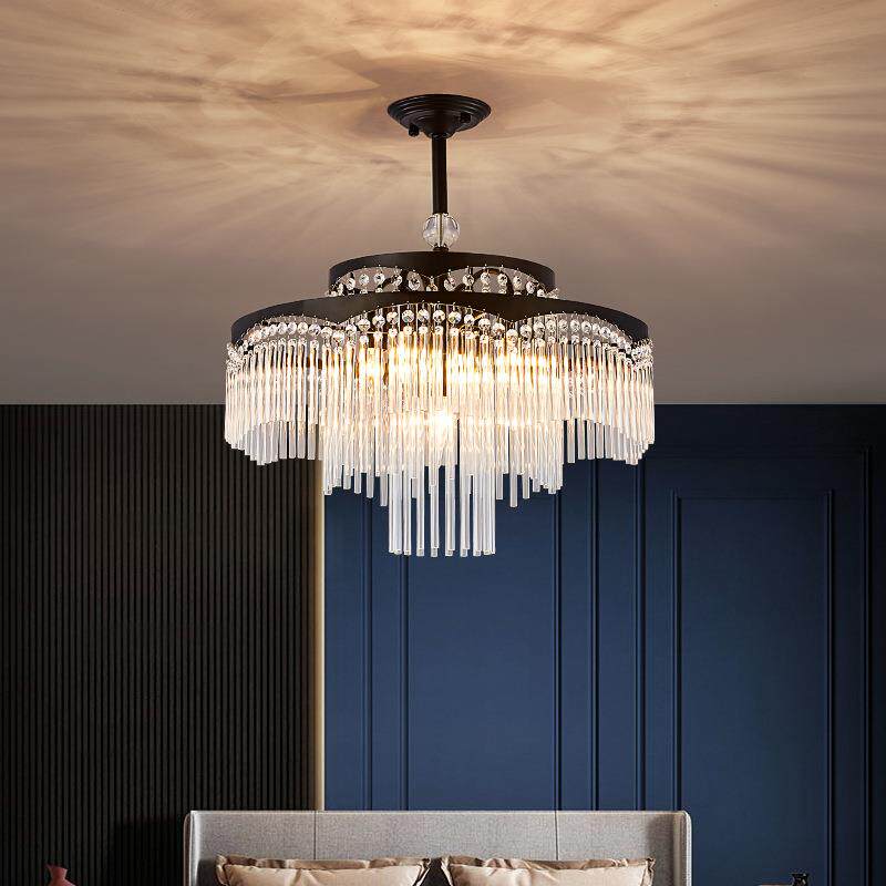 美式轻奢现代客厅灯吸吊两用简约大气吊灯新款复式楼别墅酒店灯具