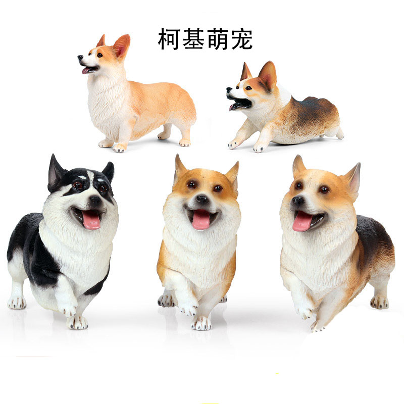 创意可爱仿真柯基狗家居饰品摆件汽车车载玄关装饰小狗迷你模型狗