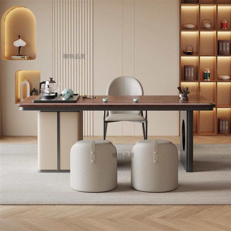 新中式实木茶桌一体一整套极简轻奢家用办公室高级阳台泡茶桌茶几