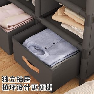 布衣柜出租房屋用组装 厂促简易衣柜家用卧室防尘款 收纳柜结实耐用