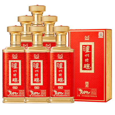 泸州老窖股份泸州特酿品藏52度500ML*6瓶浓香型白酒整箱礼盒装