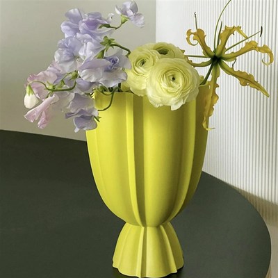 BESTWEST火炬陶瓷花瓶高级感小轻G奢大口径白色摆件客厅插花瓶复