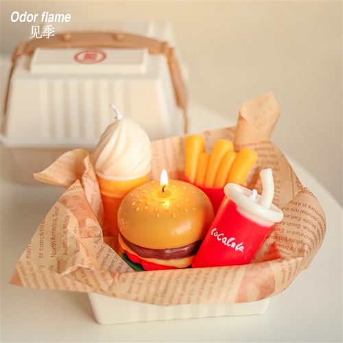 汉堡炸鸡薯条蜡烛小众香薰趣味摆件设计感伴手礼盒装闺蜜生日礼物