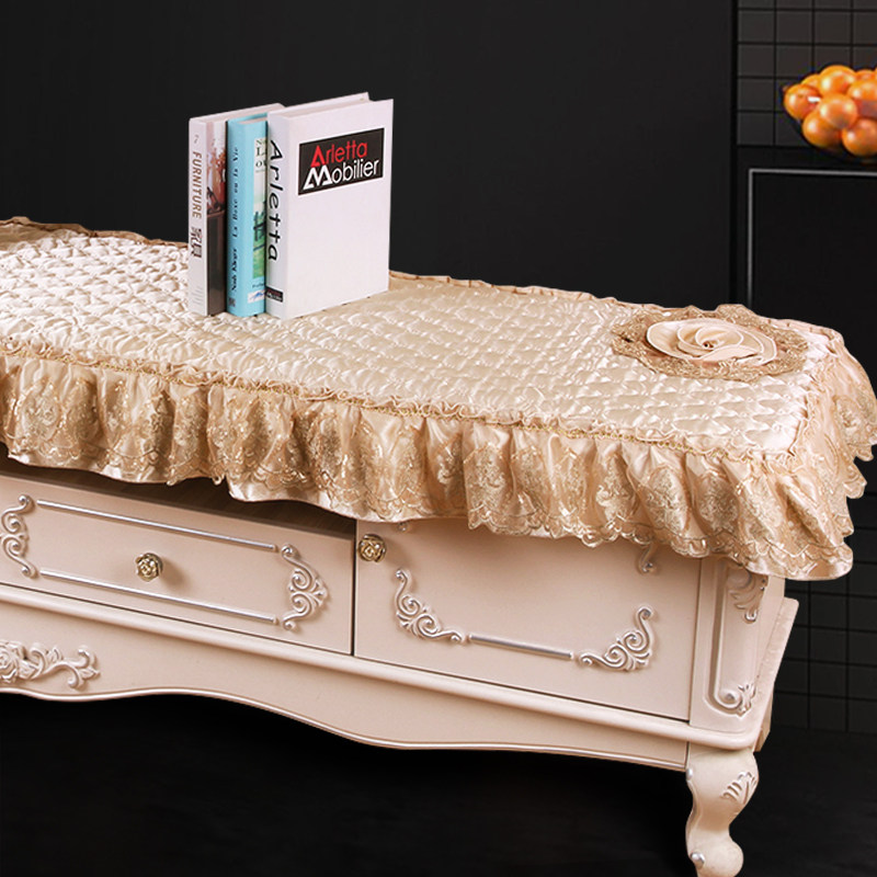 布艺电视机防尘罩挂式液晶显示屏盖布欧式装饰罩50寸55寸电视盖布