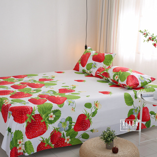 3D大草莓床单单件纯棉加厚斜纹布100全棉单人1.2米双人1.51.82.0m