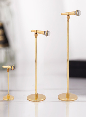 迷你麦克风话筒模型可调节高度摆件配娃娃手办送男女生日礼物礼品