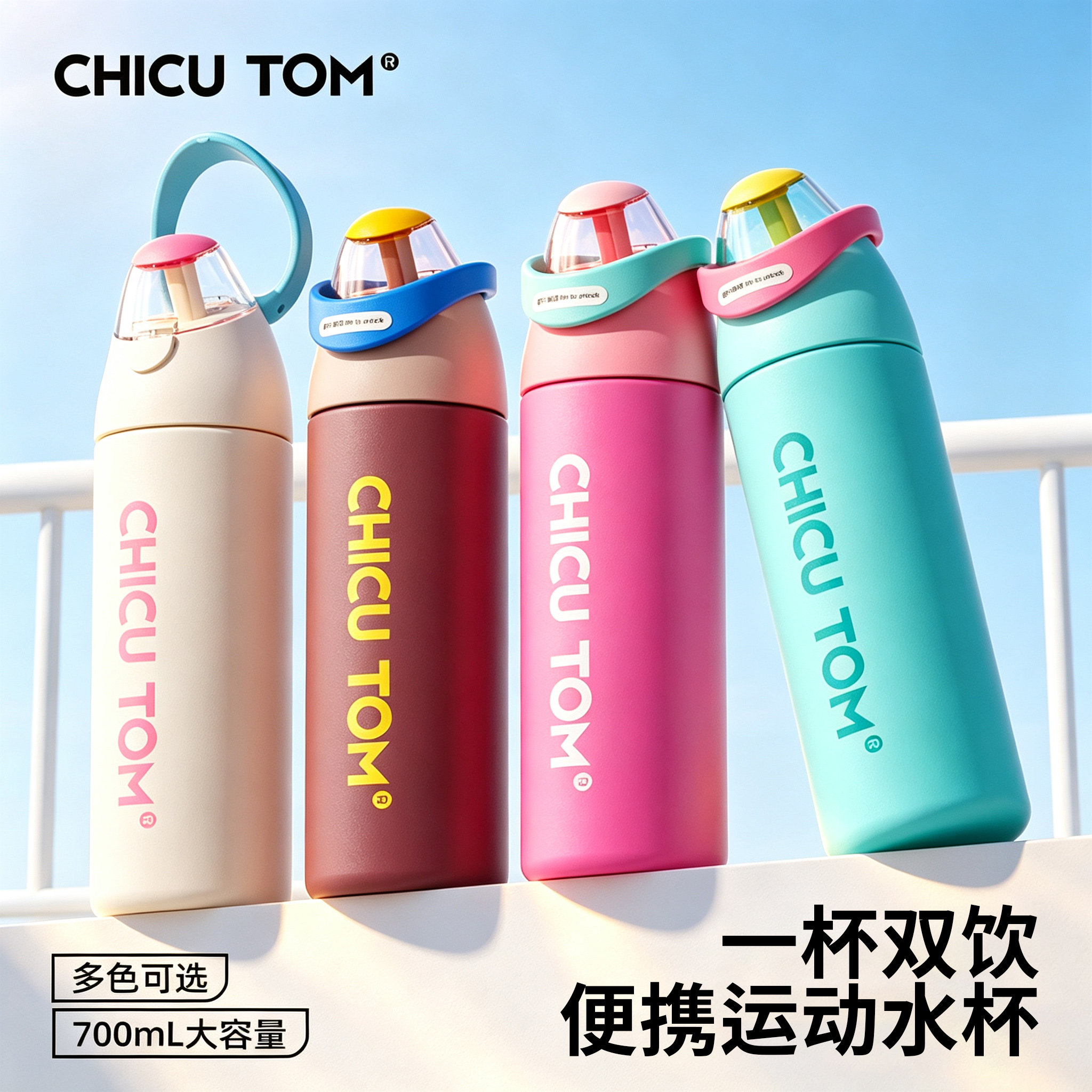 保温杯25°倾斜吸嘴喝水不用仰头