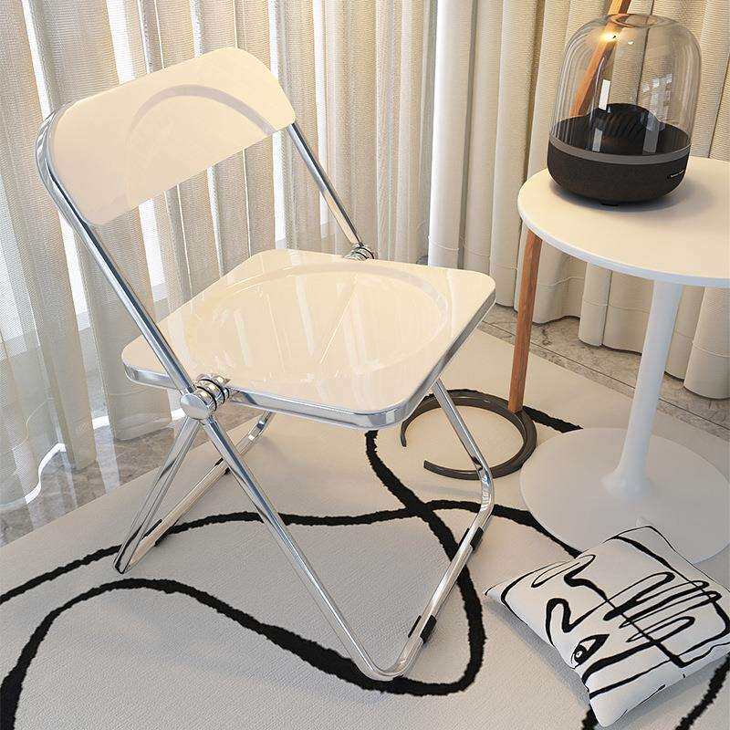 透明网红化妆椅家用女生卧室靠背椅子轻奢高级美甲梳妆凳子折叠椅