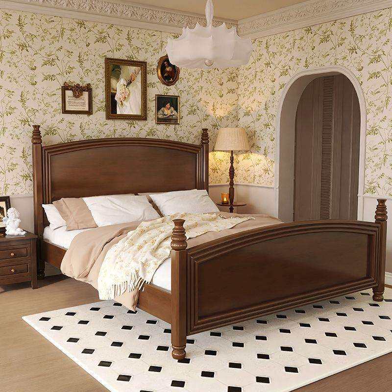 美式中古风实木床经典乡村风1米8主卧1米5双人床简约带抽屉储物