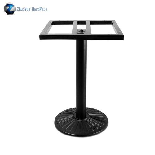 餐厅适用家具五金配件圆形铸铁桌脚铸铁餐台桌子脚黑色铁艺台架