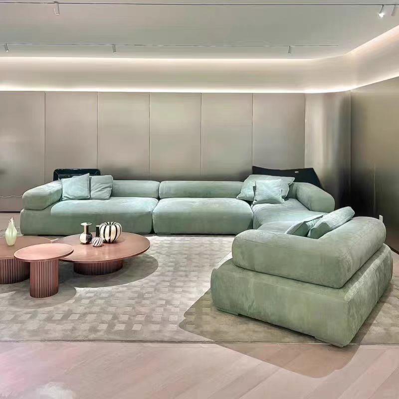 意式极简轻奢布艺沙发现代奶油风大户型客厅创意组合转角异型沙发